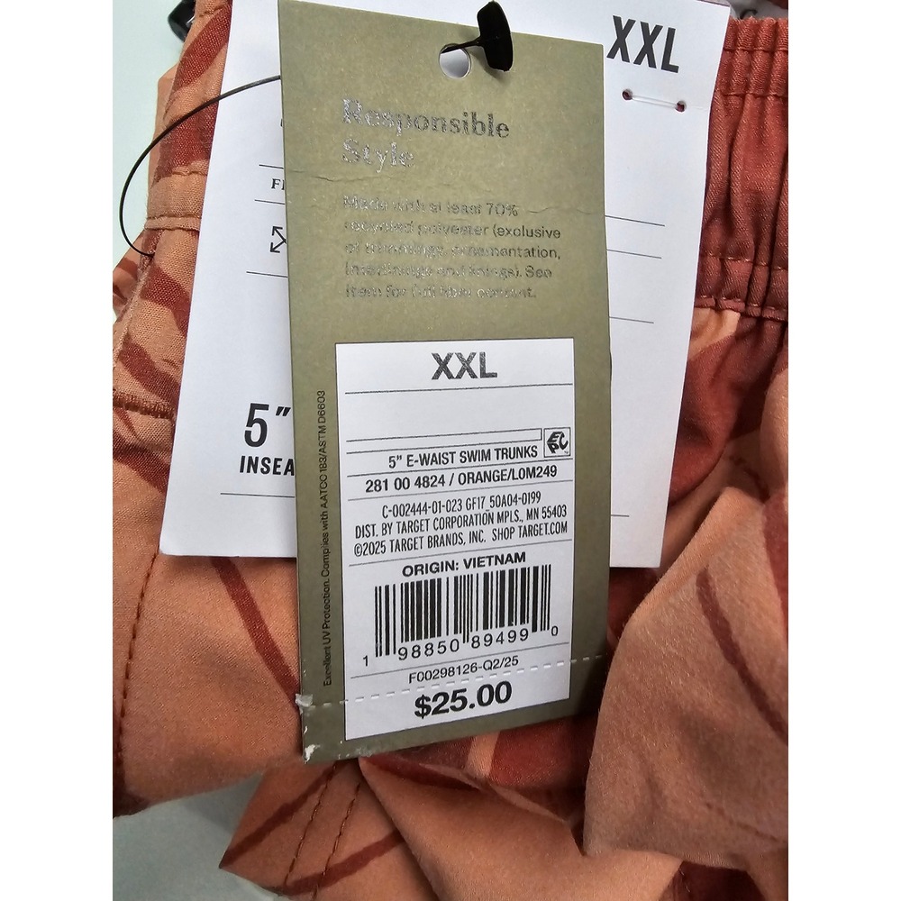 Goodfellow & Co Mens Orange Floral Swim Trunks 5‎ Inch Inseam XXL New - Picture 3 of 9